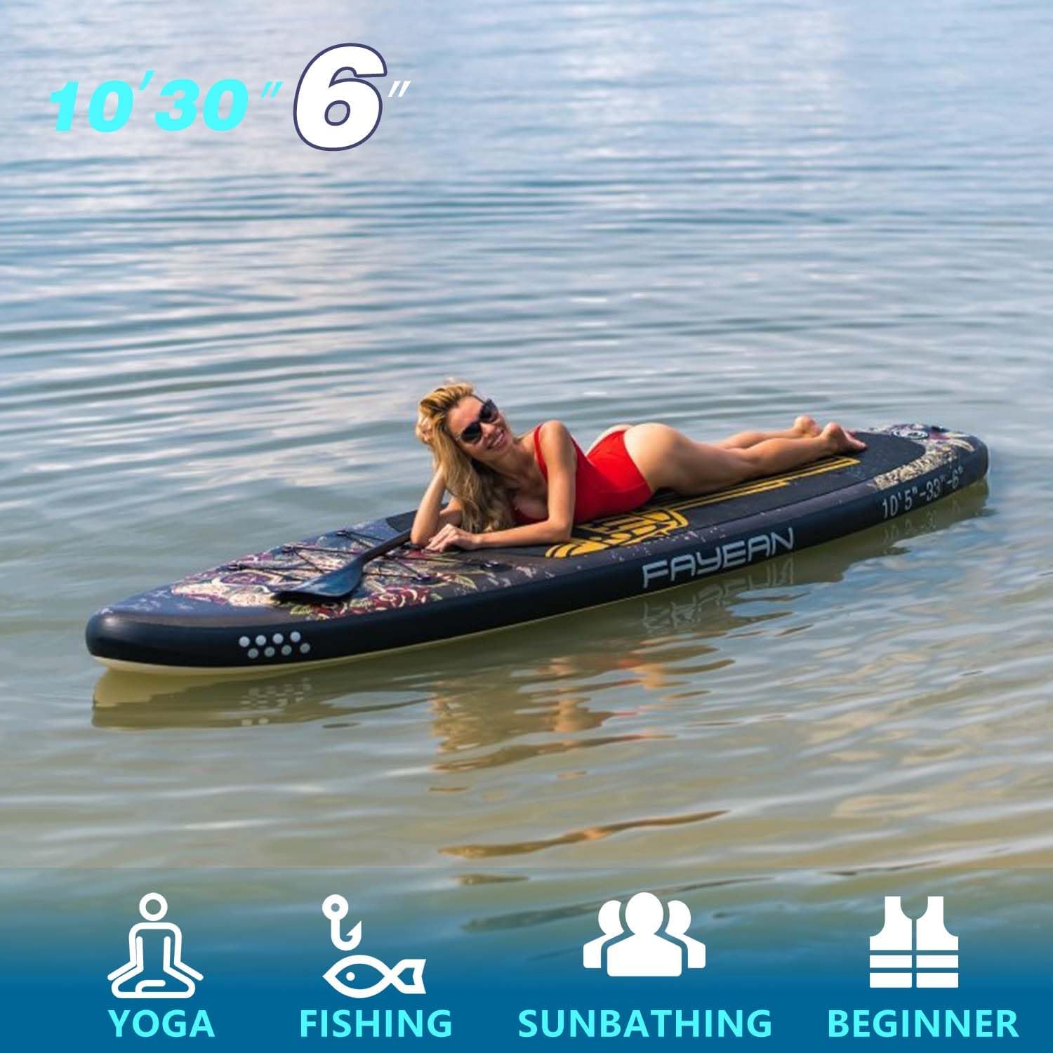 Inflatable Paddle Board 10'6''/11' Wide, Standup Paddle Board for Adults, with Premium SUP Accessories - 3 Fins, Adjustable Paddle, Safety Leash & Waterproof Phone Bag (GNR 11'5 * 33''*6'')