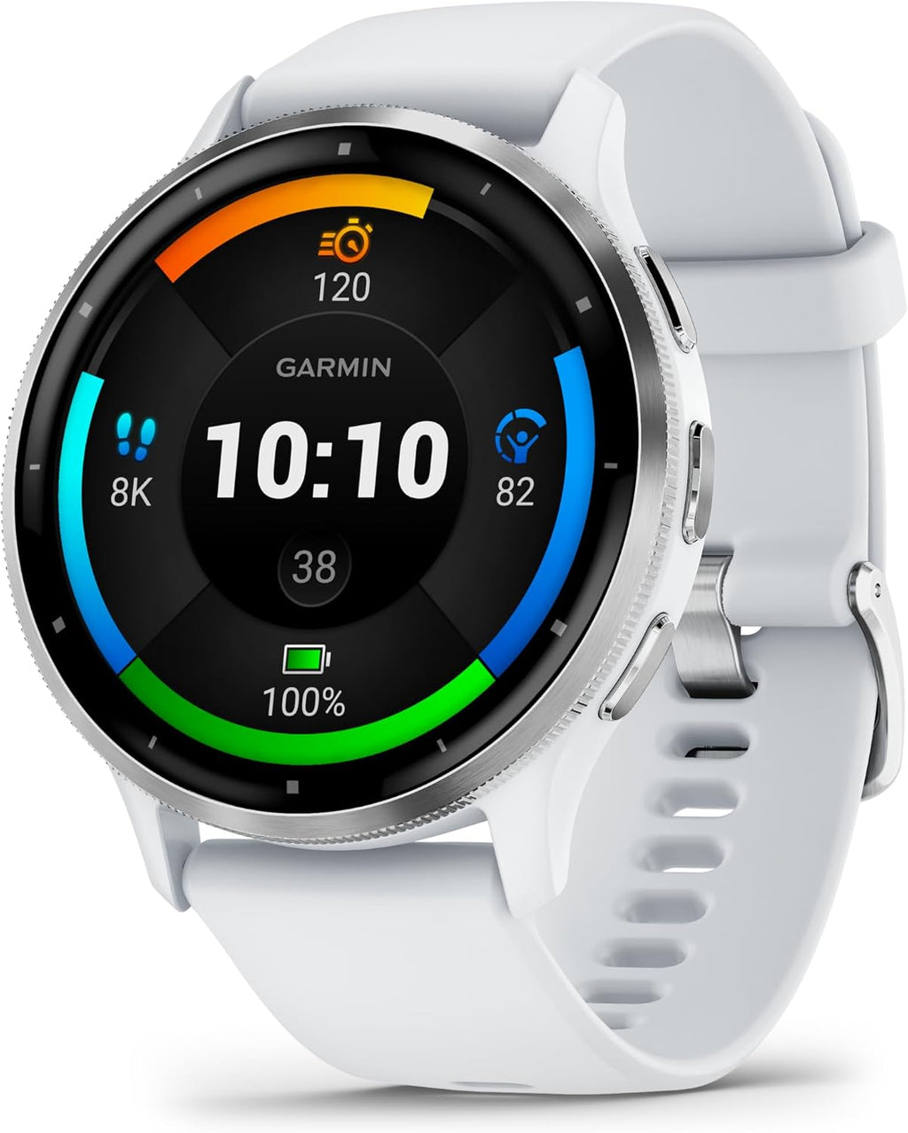 Garmin Venu 3 Advanced Fitness and Health Tracker GPS Smartwatch, 14 Days Battery Life with Silver Stainless Steel Bezel and 45mm Whitestone Case & Silicone Band 1.4 Inch AMOLED Touch Screen Display