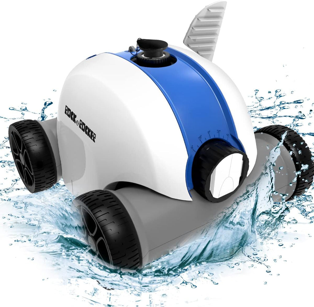 Rock&Rocker Cordless Robotic Pool Cleaner, Automatic Robot Vacuum With 60-90 Mins Working Time, Rechargeable Battery, IPX8 Waterproof for Above Ground Swimming Pools Up to 861 Sq Ft, Blue