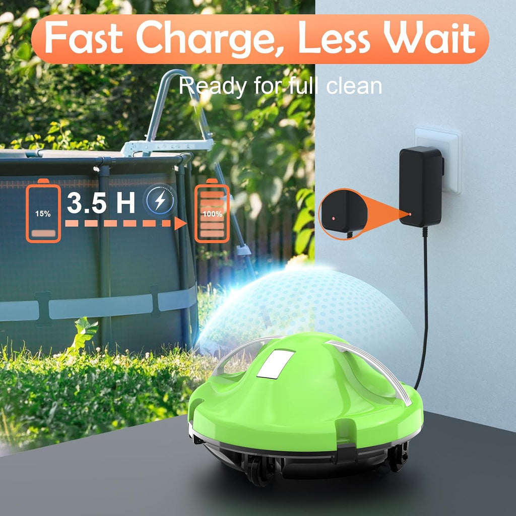 (2026 New) Robot Pool Vacuum for Above Ground Pool, Cordless Robotic Pool Cleaner Dual Motors, 130 Mins Runtime, Auto-Dock, Automatic Pool Vacuum Cleaner for In-Ground Flat Pools Up to 1100 Sq.Ft