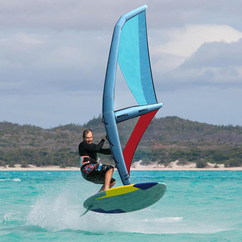 45.21 ft² Inflatable Windsurfing Sail, Stand Up Paddle Board Windsurf Sail Portable Windsurf Sail with Inflatable Pump for Water Activities on Lakes and Bays