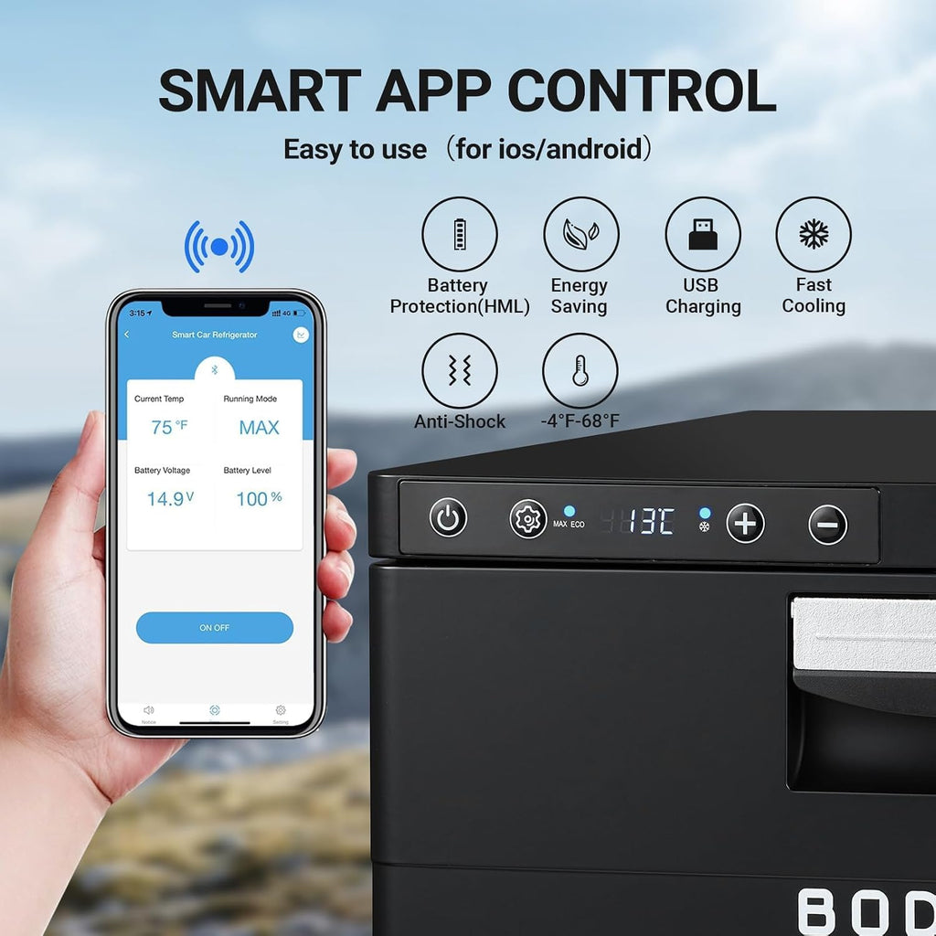 BODEGACOOLER 12 Volt Drawer Refrigerator, 33Quart(31L) RV Fridge Freezer APP Control, Portable Refrigerator (-4℉-68℉), Car Cooler for Travel ,Camping, Road Trips Tailgating, Truck, Van, SUV 12/24V DC