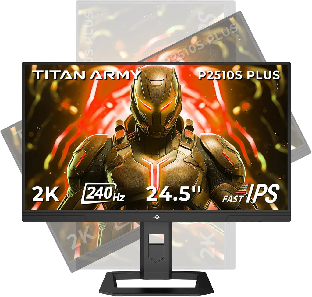 TITAN ARMY 24.5 Inch QHD 2560 x 1440p 240Hz Fast IPS Gaming Monitor,Adaptive-Sync 1ms 126% sRGB P2510S, Black