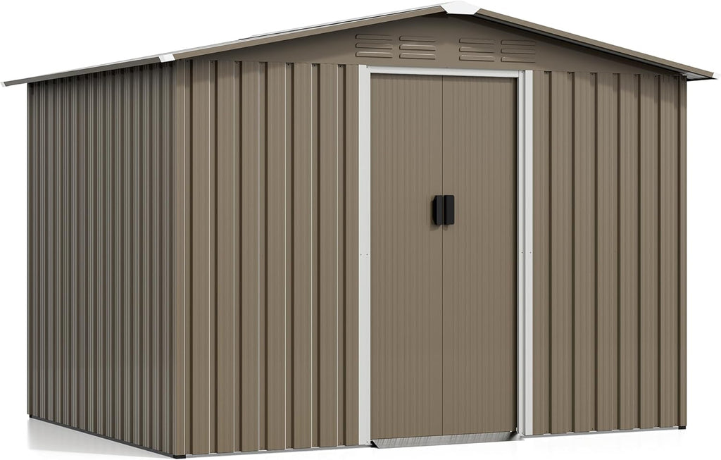 Kurapika 8 x 6FT Outdoor Storage Shed Waterproof, Large Garden Tool House with Air Vents and Lockable Sliding Door, Metal Shed for Garden, Patio, Backyard, Lawn