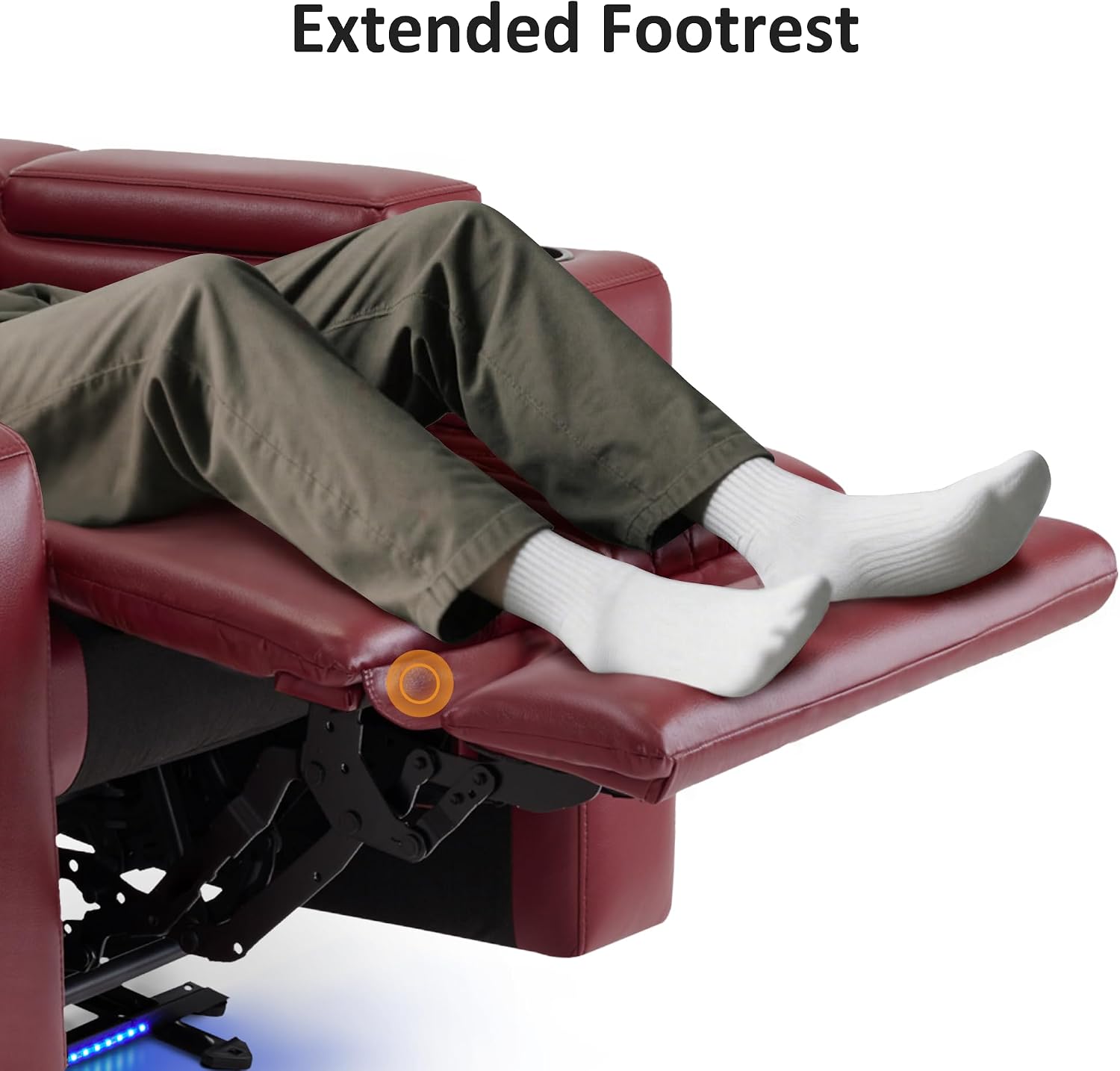MCombo Oversized Power Recliner Chair with Adjustable Headrest & LED Light for Adults, Zero Gravity Recliner with USB & Type C Ports, Cup Holders for Living Room & Home Theater, Faux Leather HTS401