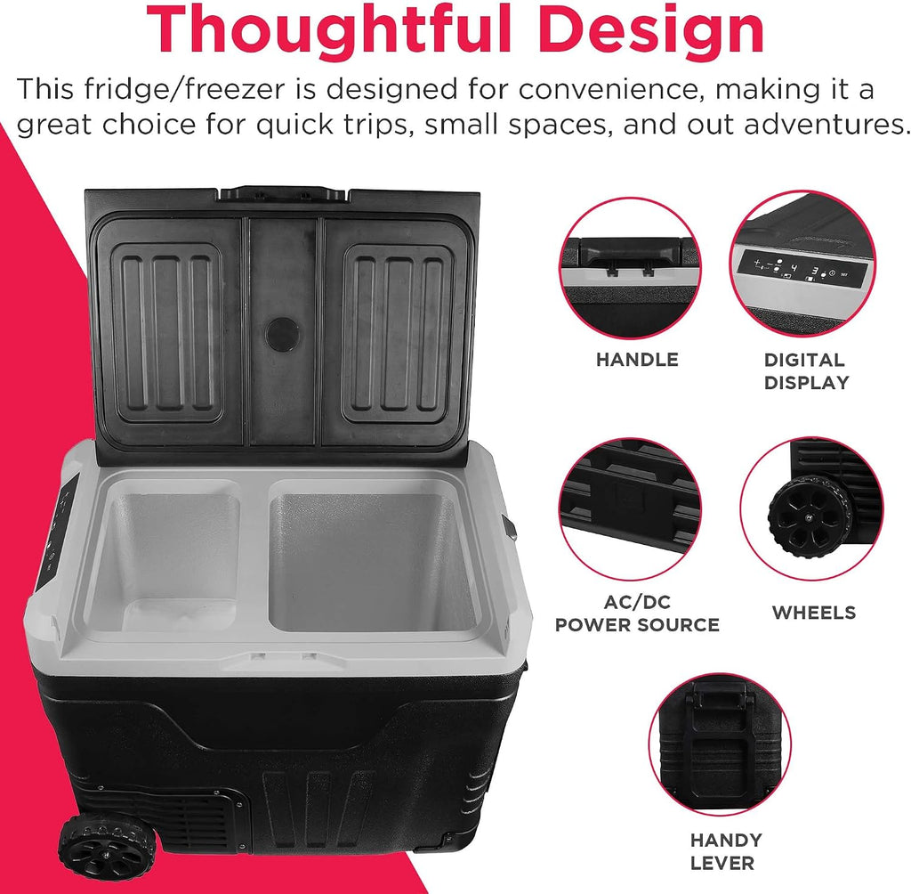 Frigidaire, 51 Qt. Portable Convertible Electric Refrigerator/Freezer Trolley-With App, Dual Zone, Black