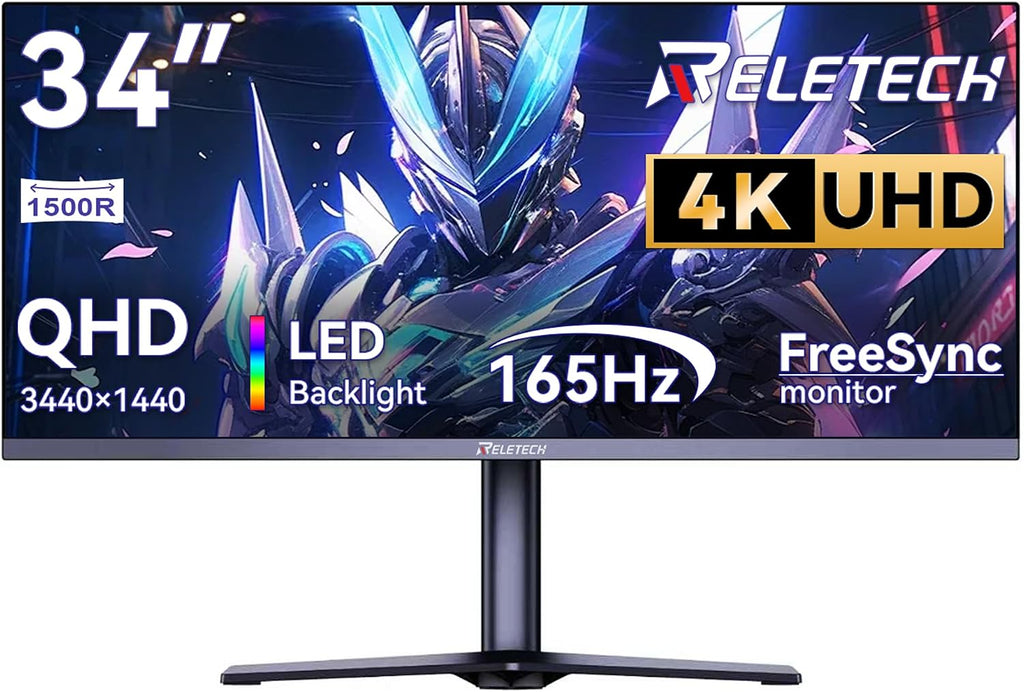 34 Inch Curved Ultrawide Gaming Monitor,21:9 WQHD (3440x1440) 165Hz 1ms 1500R Curved Monitor, 120% sRGB, Support Freesync,2 HDMI & 2 DP, Equipped with LED Backlight, VESA Mount (G34WQ)