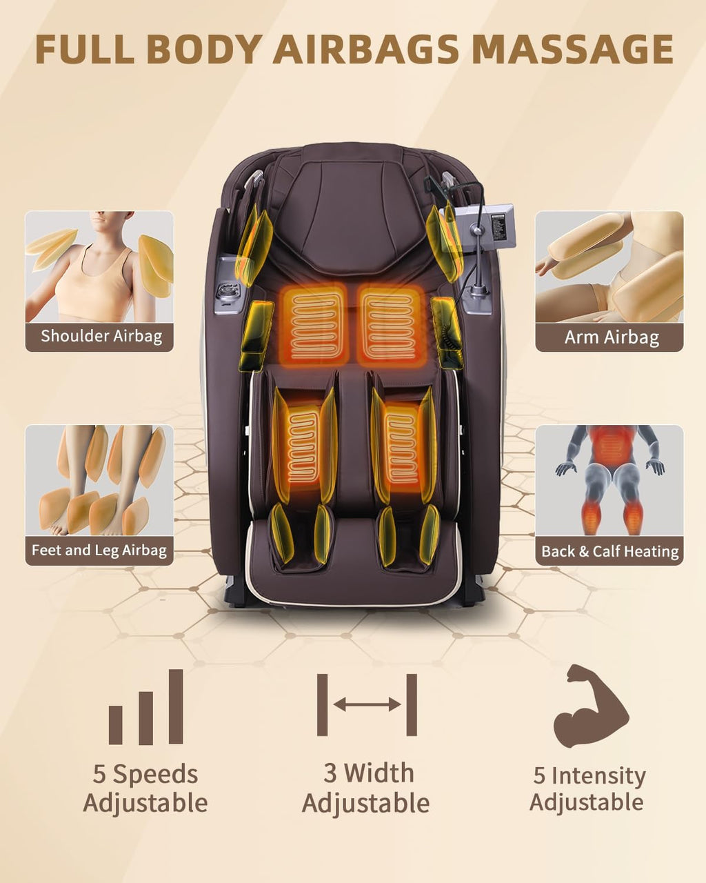 Full Body Zero Gravity Massage Chair with Body Scan 4D Intelligent Shiatsu Strecth Massage, Back/Leg Heated with AI Voice Control Bluetooth Speaker Airbags SL Track Massage Coffee