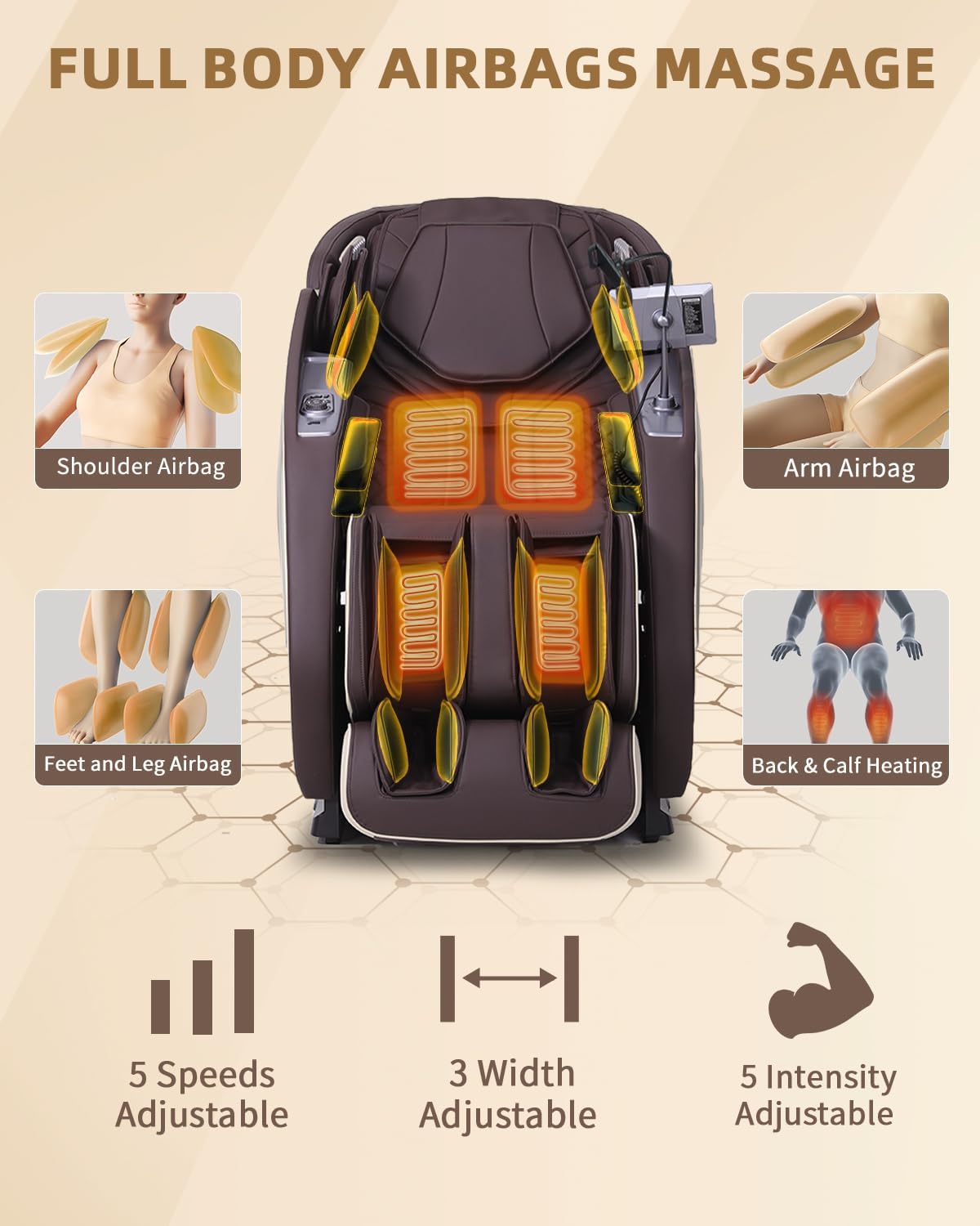 Full Body Zero Gravity Massage Chair with Body Scan 4D Intelligent Shiatsu Strecth Massage, Back/Leg Heated with AI Voice Control Bluetooth Speaker Airbags SL Track Massage Coffee