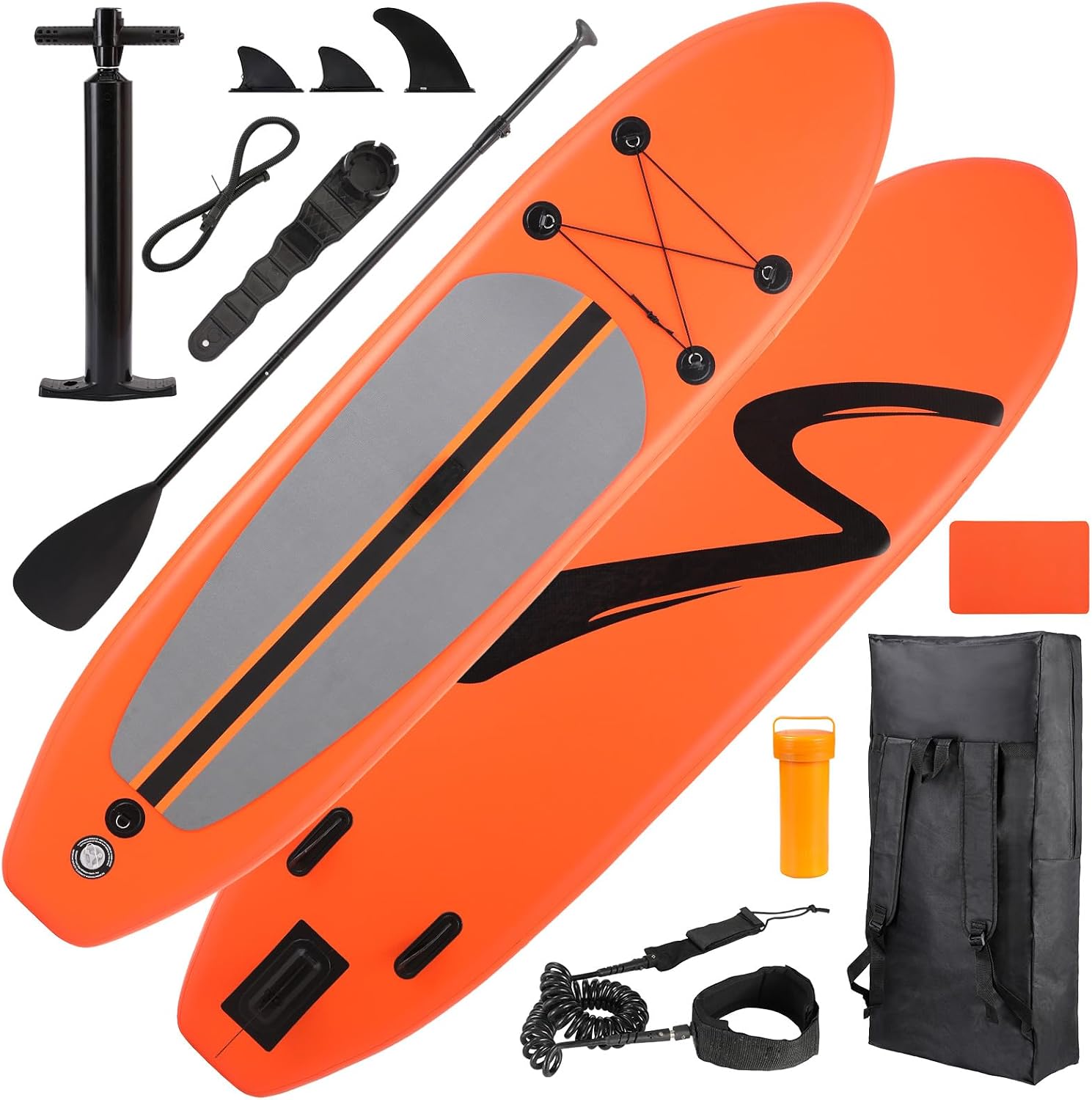 TLSUNNY 10FT Inflatable Stand Up Paddle Board, 3 Fins Paddleboard with Full SUP Accessories for All Skill Levels, Portable Two-Way Hand Pump and Carry Bag, 400LBS
