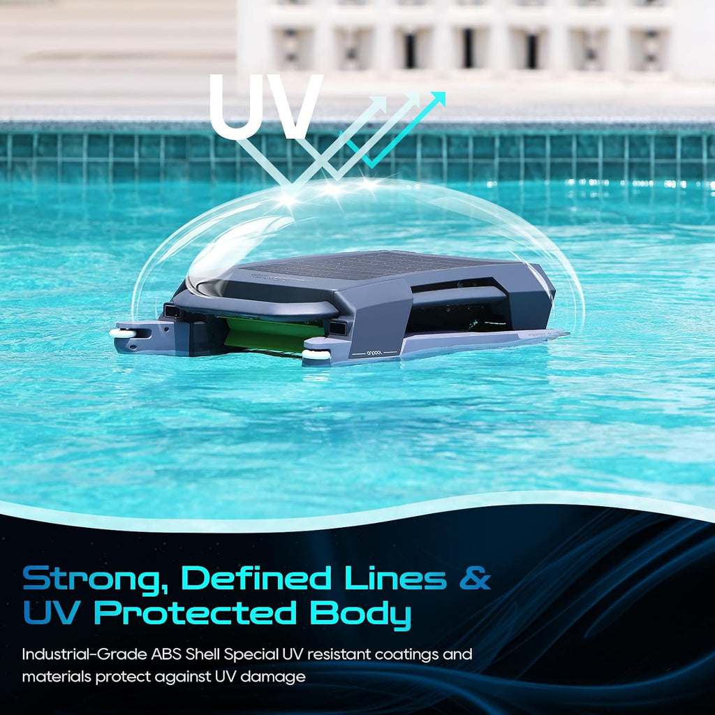 Solar Pool Skimmer Robot, Automatic Robotic Pool Skimmer with Dual Charging, 72H Runtime, One-Touch Start, UV-Resistant, Smart Navigation for Inground & Above Ground Pools