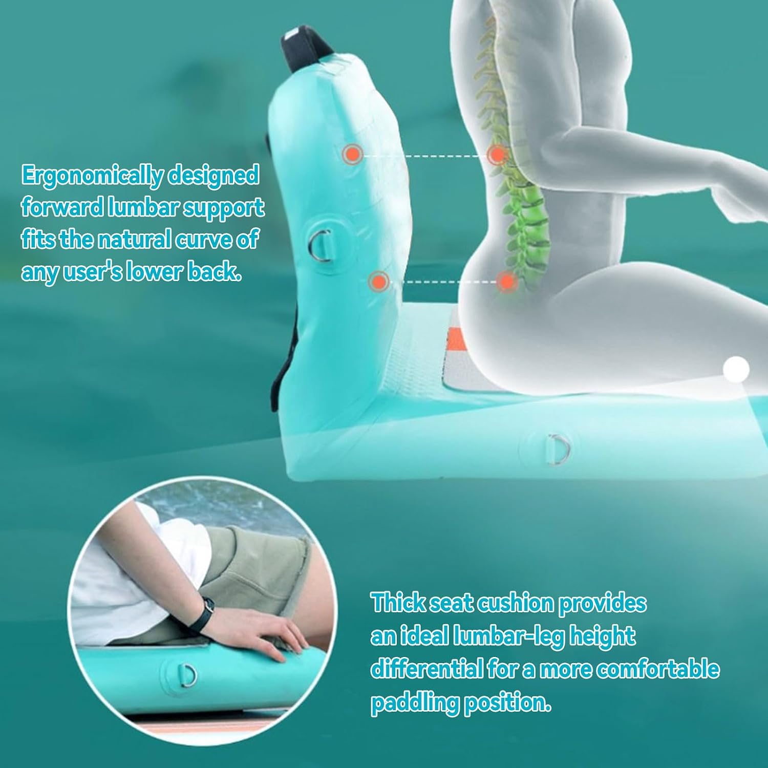 Inflatable Kayak Seat with Back Support, Inflatable Additional Paddle Board Seat for Inflatable Boards, Canoe Seat, Boat Seat, SUP Seat, Supportive Kayak Seats, 2 Pack