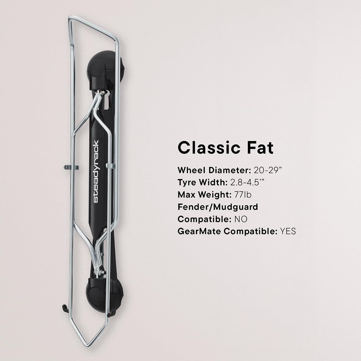 Steadyrack Fat Tire Bike Rack – Vertical Wall Mount Storage for Fat Bikes with 2.8'–4.5' Wide Tires – Space-Saving Pivot Design for Garage or Home