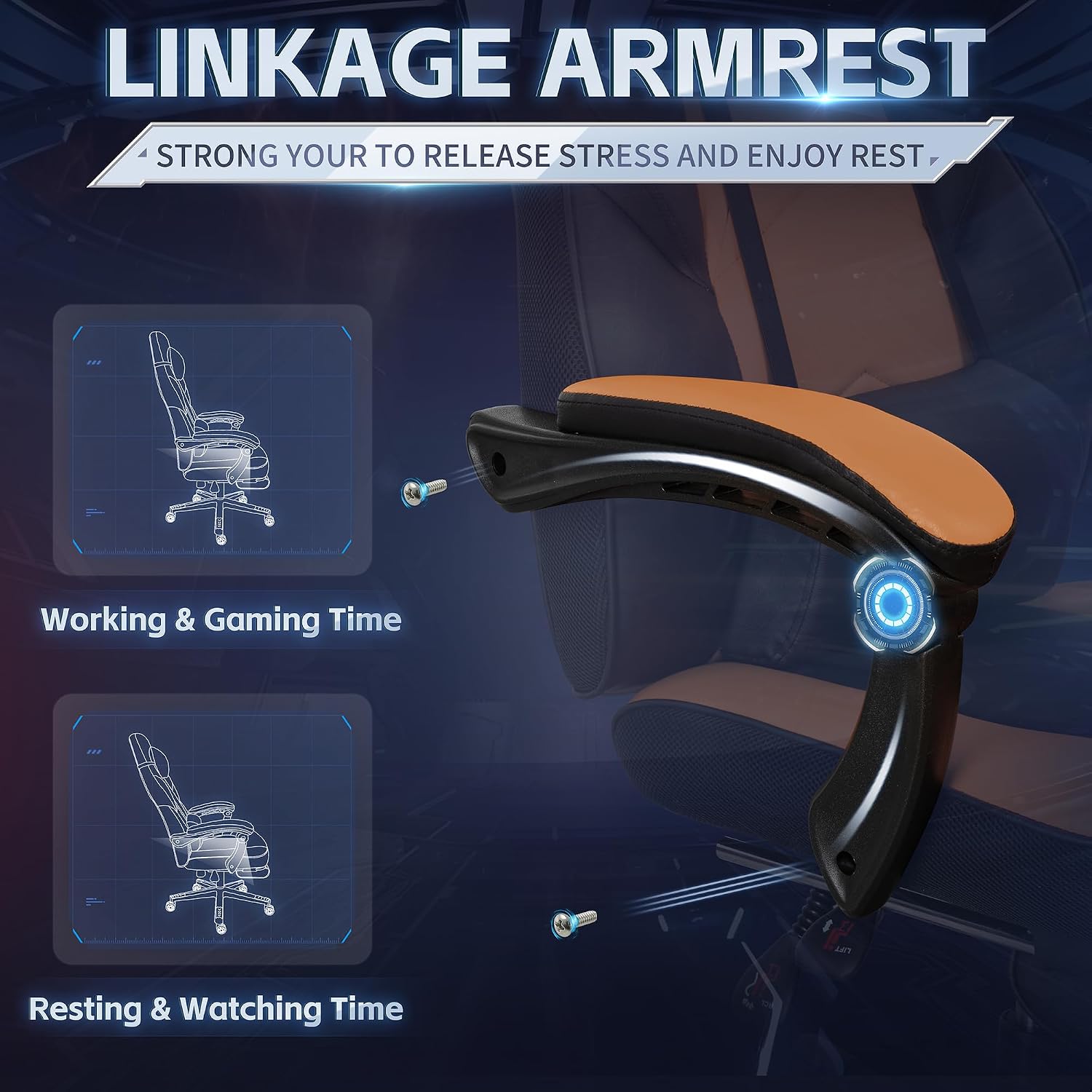 SUNLEI Gaming Chair for Adults, Ergonomic PU Leather Office Chair with Headrest & Footrest, Video Game Chairs with Massage Lumbar Support, Height Adjustable Computer Chair with 360° Swivel, Walnut Red