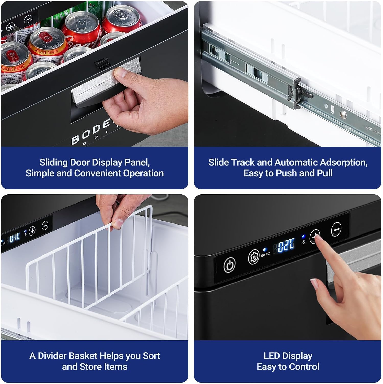 BODEGACOOLER 12 Volt Drawer Refrigerator, 33Quart(31L) RV Fridge Freezer APP Control, Portable Refrigerator (-4℉-68℉), Car Cooler for Travel ,Camping, Road Trips Tailgating, Truck, Van, SUV 12/24V DC