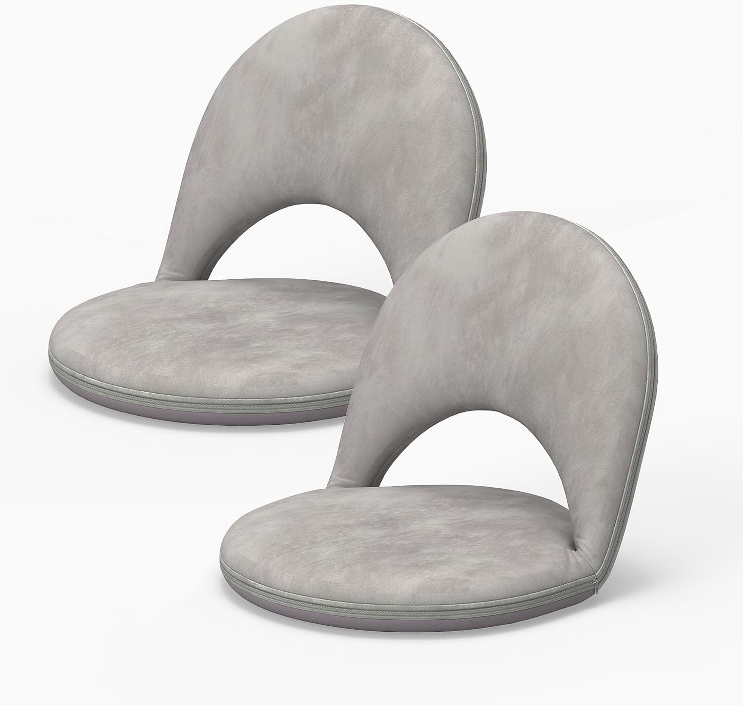 2Pcs Floor Chair, 5-Position Foldable Floor Chair for Kids with Adjustable Back, Soft Sponge & Velvetean Cover, for Adults and Kids, Indoor Outdoor Use, Meditation, Gaming, Camping (Gray)