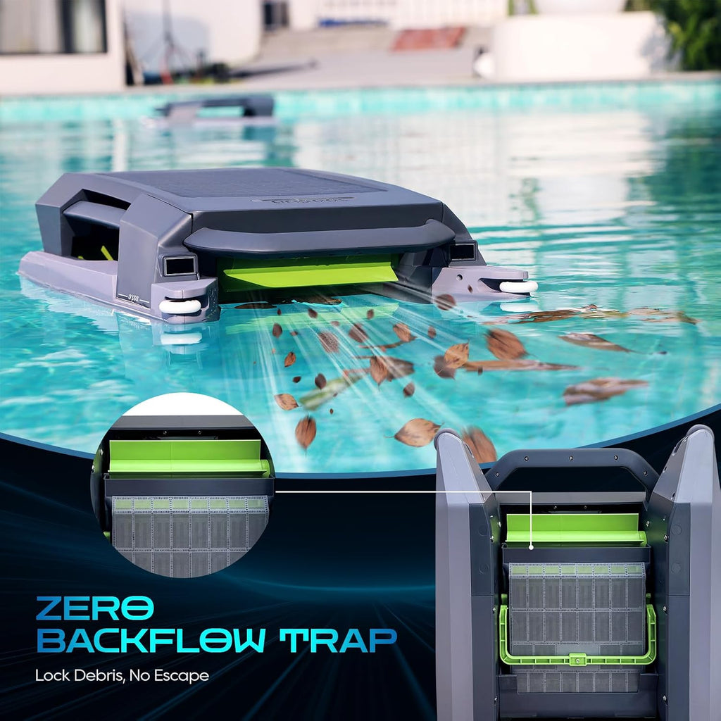 Solar Pool Skimmer Robot, Automatic Robotic Pool Skimmer with Dual Charging, 72H Runtime, One-Touch Start, UV-Resistant, Smart Navigation for Inground & Above Ground Pools