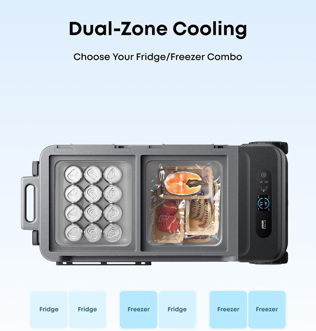 Anker SOLIX EverFrost 2 58L Cooler, 61 qt Car Refrigerator, Electric Cooler with 288Wh Battery, Powered by AC/DC or Solar,for Outdoor Camping, Travel, and Fishing, Fits in Trucks