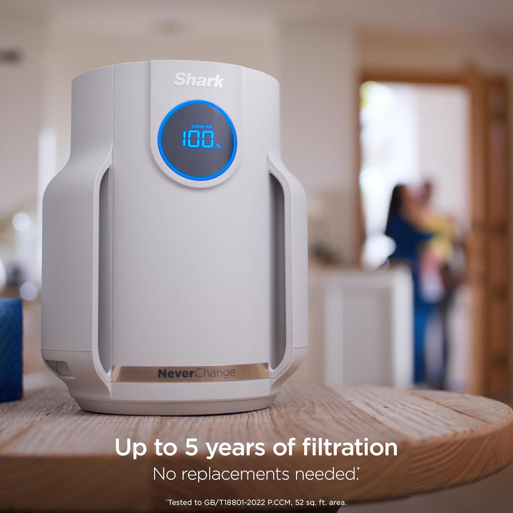 Shark Air Purifier for Home, NeverChange Compact Pro, for Bedroom, Nursery, Home Office, Dorm, HEPA-Exceeding Filter, Captures Pollutants, Pet Dander, Dust, Odor, Smoke, and More, HP072PL, Lilac