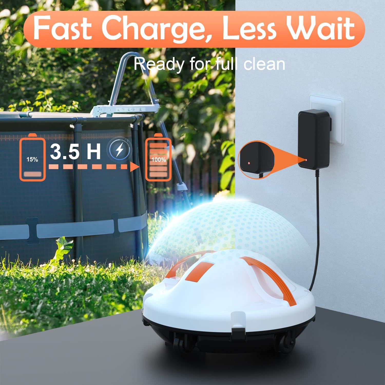 (2026 New) Robot Pool Vacuum for Above Ground Pool, Cordless Robotic Pool Cleaner Dual Motors, 130 Mins Runtime, Auto-Dock, Automatic Pool Vacuum Cleaner for In-Ground Flat Pools Up to 1100 Sq.Ft