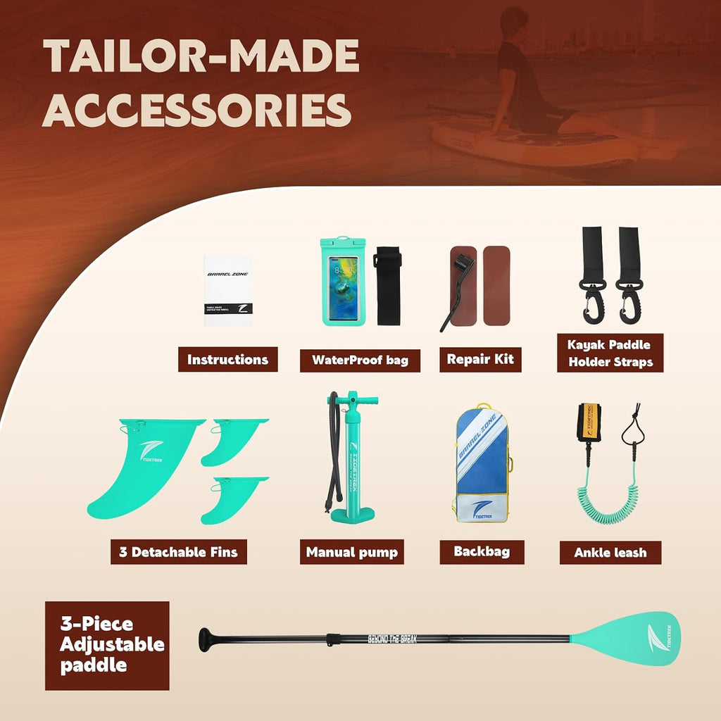 11'/11'6' x 33'/34' x 6' Inflatable SUP Paddle Board – Extra-Wide, Stable Stand Up Paddle Board with Premium Full Accessory Set for Adults & Youth
