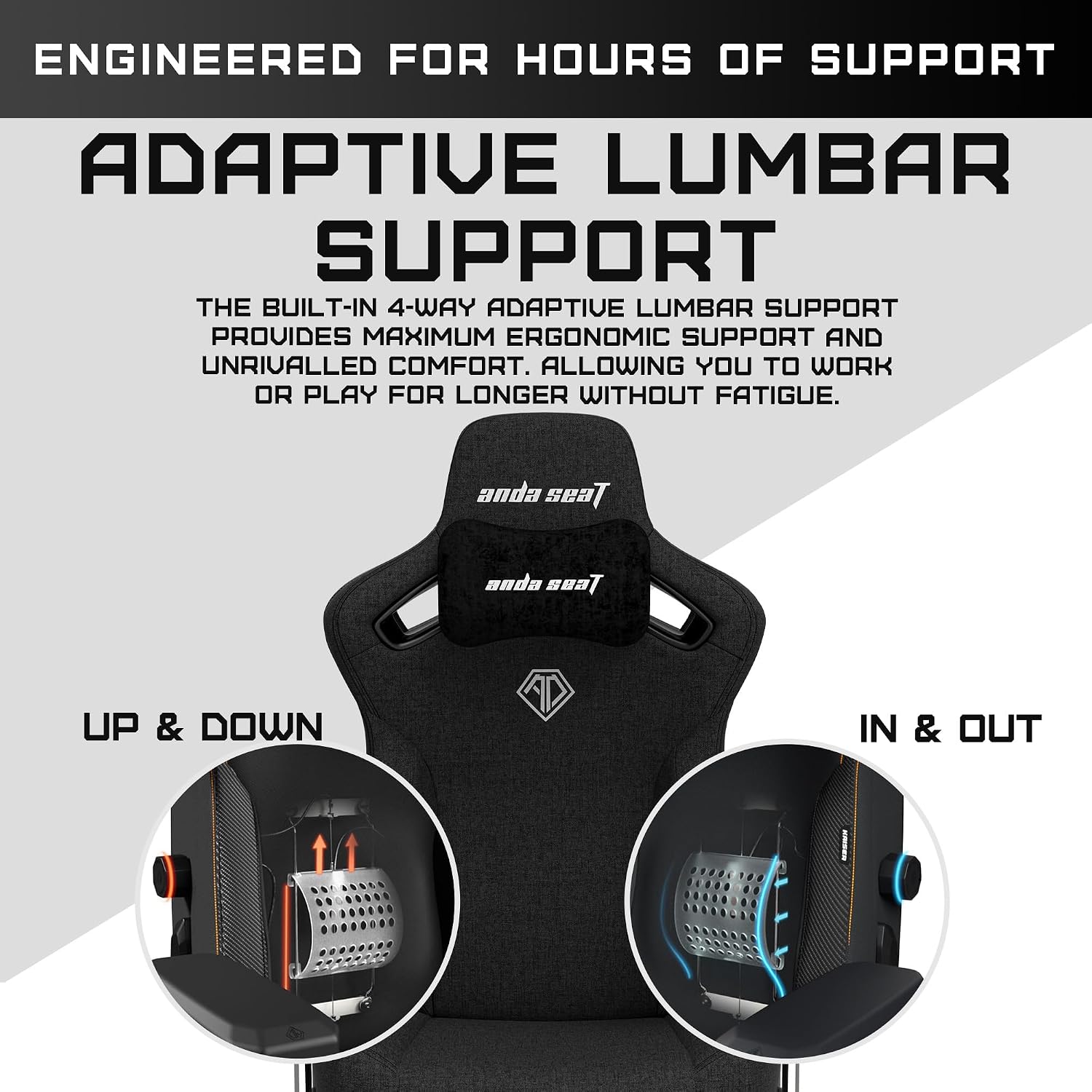 Anda Seat Kaiser 3 Gaming Chair for Adults - XL Reclining Video Game Chairs, Fabric Ergonomic Gaming Chair, Heavy Duty Neck & Back Lumbar Support - Luxury Black Computer Chairs for Home & Work