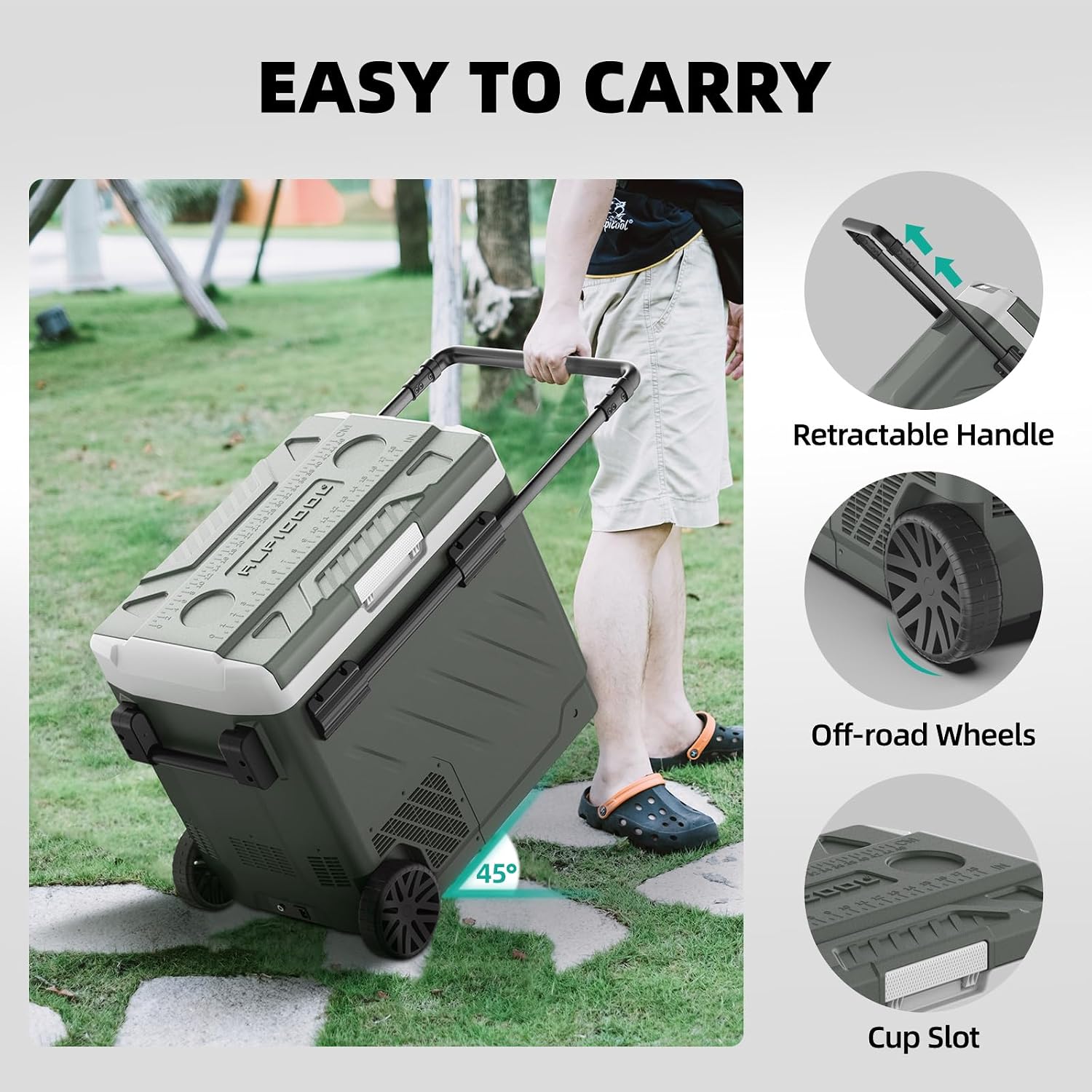 Alpicool Portable Refrigerator for Car, 12 Volt Refrigerator with Wheel 61 Quarts Car Refrigerator Dual Zone Independent Control, Portable Car Fridge 12V/24V Electric Cooler for Camping