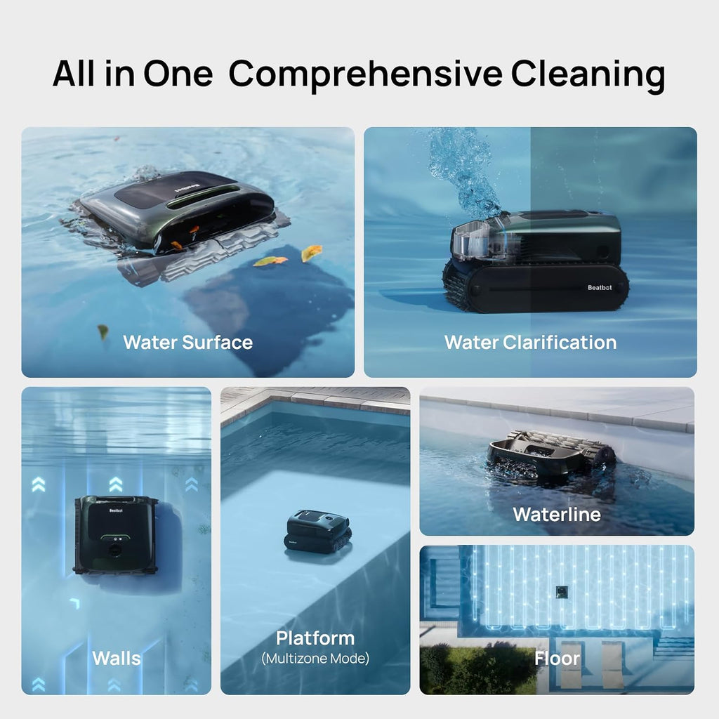 Beatbot AquaSense 2 Pro Cordless Robotic Pool Cleaner, Unmatched 5-in-1 Cleaning, Surface Parking, Skimmer with APP Control, Water Clarification, for Pools up to 3,875 Sq.ft – Pine Green