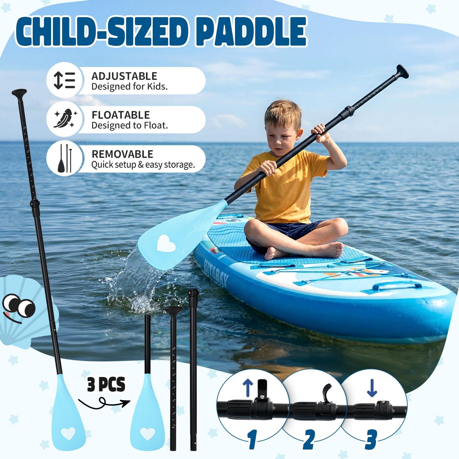 Kids Paddle Board with SUP Accessories, Child Paddle Board Durable, Lightweight, Stable Design, Wide Non-Slip Deck, 7ft 7.6ft 8ft 9.6ft Inflatable Paddle Boards for Kids & Youth