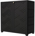 KINYING Outdoor Storage Cabinet Waterproof with 2 Shelves, 60 Gallon Resin Storage Shed for Patio/Garden/Backyard, Outdoor Storage Box for Cushions,Garden Tools and Pool Supplies,Black