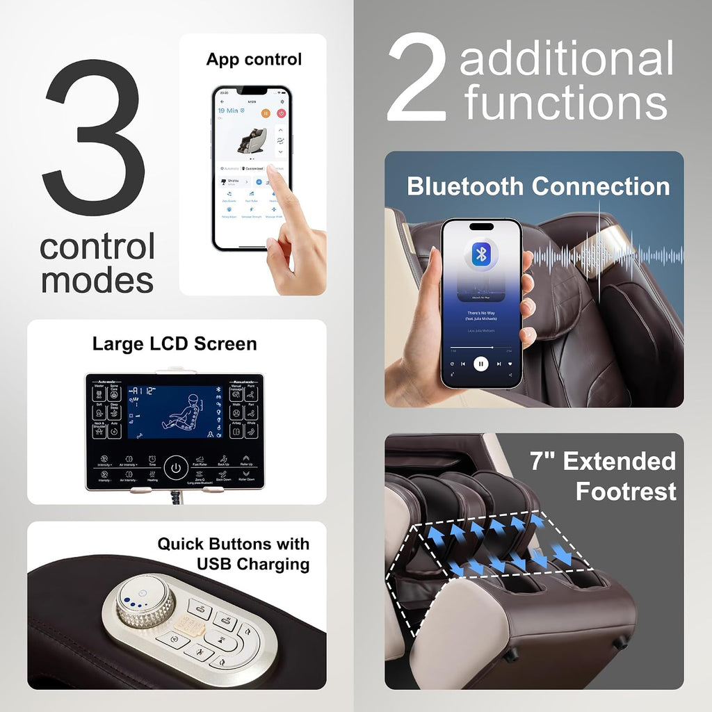 iBooMas Massage Chair, 2026 SL-Track Zero Gravity Shiatsu Massage Chairs Full Body and Recliner, 12+6 Modes, Body Scan, APP, Foot Rollers, Heat Therapy, Airbags, Bluetooth, Thai Stretch (Beige& Brown)