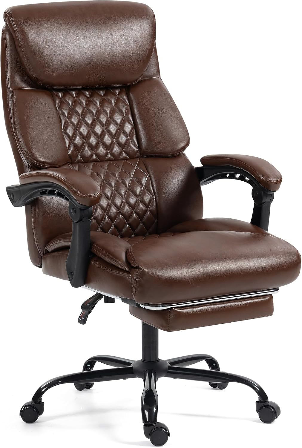 Office Chair, Executive High Back Leather Home Office Desk Chair with Footrest & Lumbar Support - Ergonomic Reclining Comfortable Wide Swivel Rolling Gaming Computer Chair 90-135° Adjustable Tilt Lock
