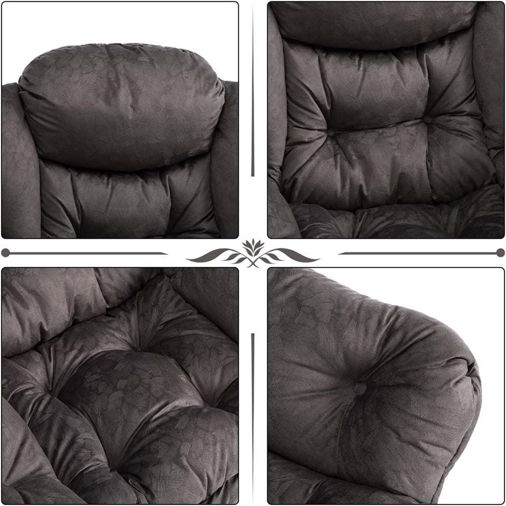 HollyHOME Lazy Chair with Armrest and Side Pocket, Comfy Accent Lounge Chair,Leisure Sofa Armchair for Living Room, Bedroom, Dorm, or Small Spaces, Oversized Reading Sofa Chair,Textured Charcoal Gray