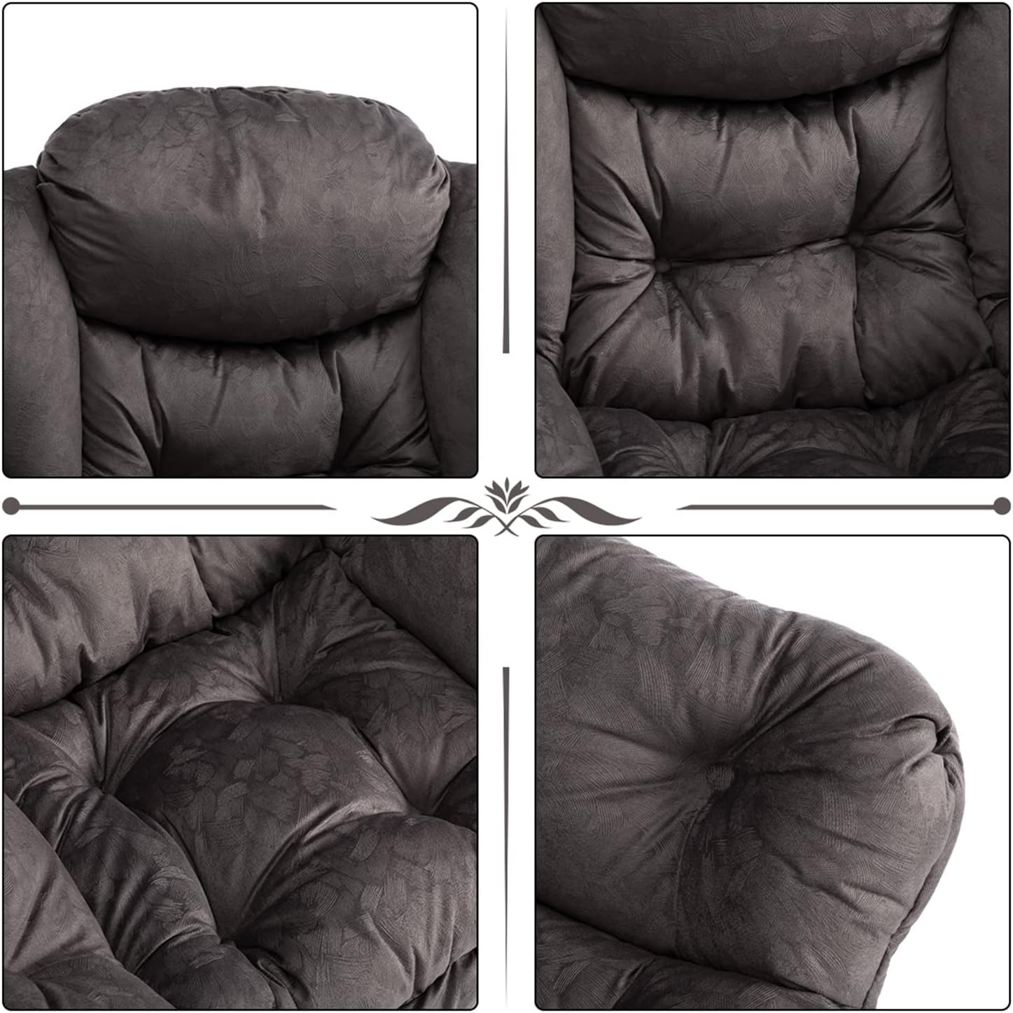 HollyHOME Lazy Chair with Armrest and Side Pocket, Comfy Accent Lounge Chair,Leisure Sofa Armchair for Living Room, Bedroom, Dorm, or Small Spaces, Oversized Reading Sofa Chair,Textured Charcoal Gray
