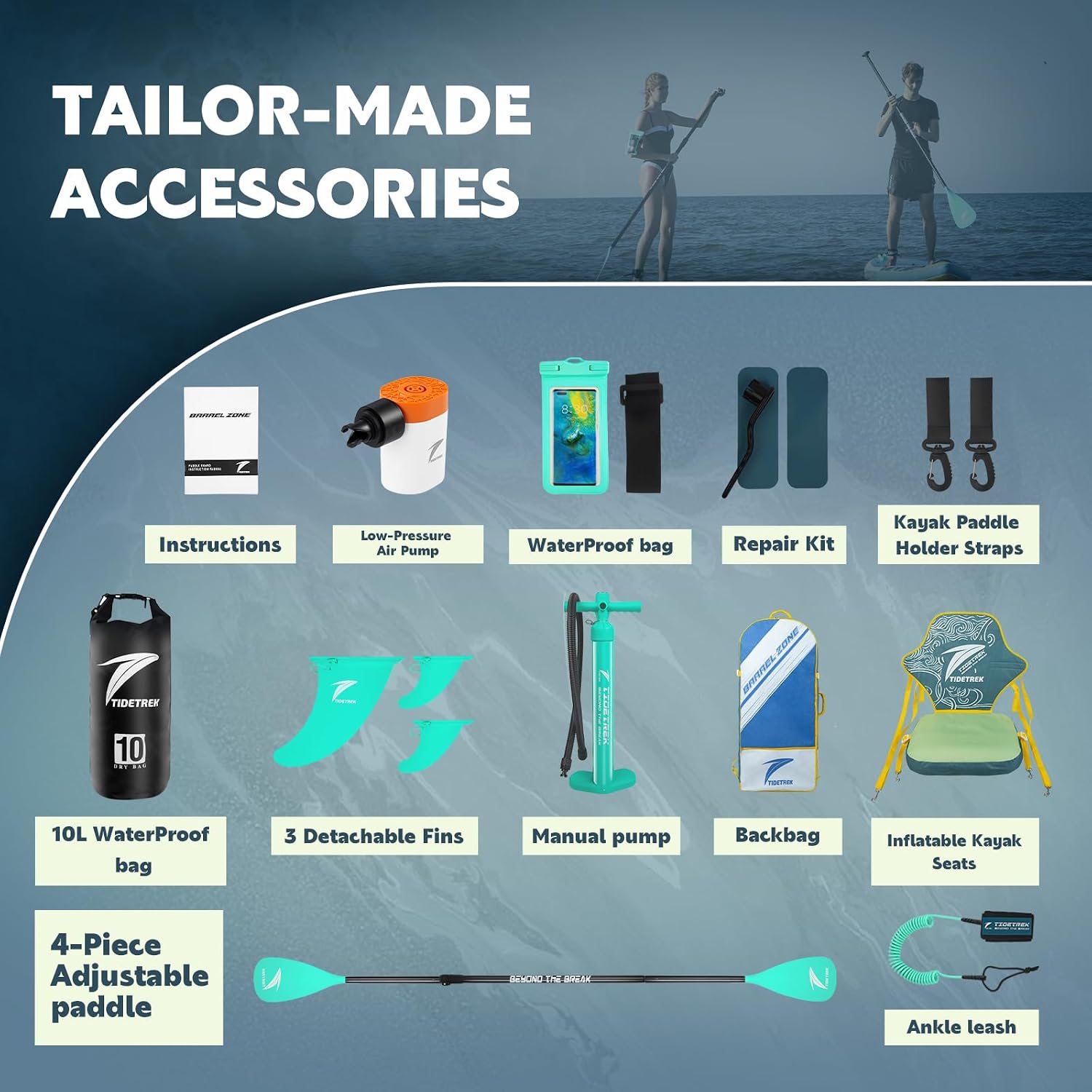 11'/11'6' x 33'/34' x 6' Inflatable SUP Paddle Board – Extra-Wide, Stable Stand Up Paddle Board with Premium Full Accessory Set for Adults & Youth