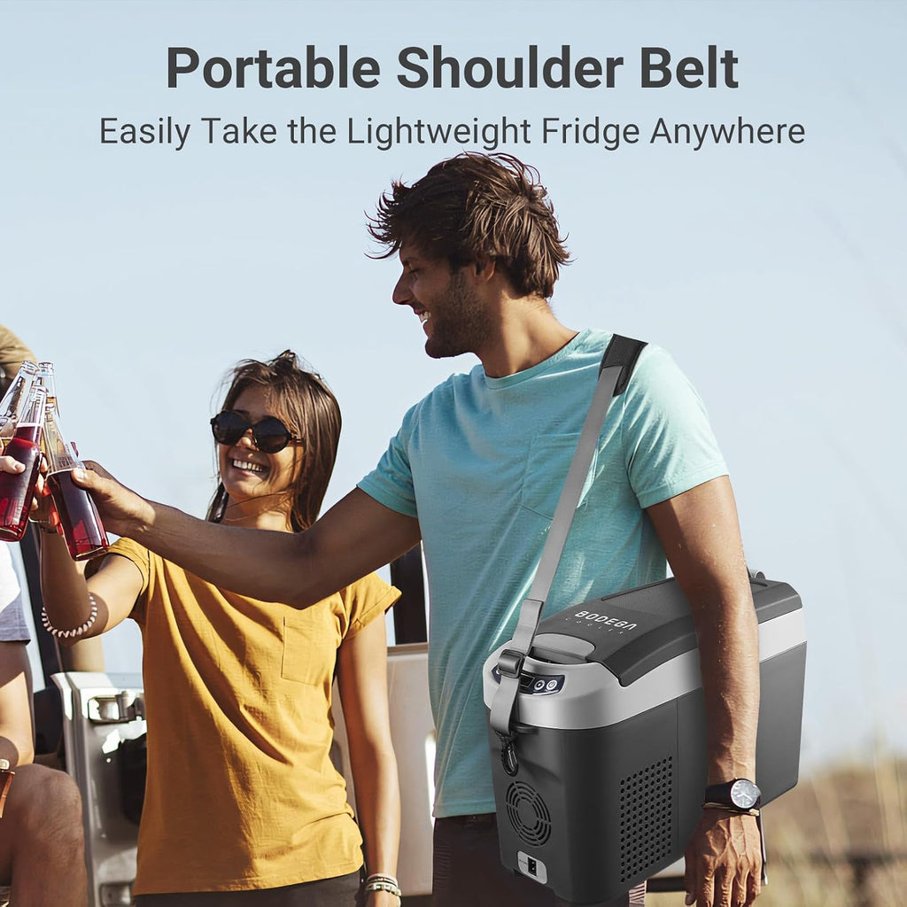 BODEGA BODEGACOOLER 12 Volt Car Refrigerator, Portable Car Fridge, Small Freezer with 12/24V DC(-4℉~68℉), 16 Quart Car Cooler for Outdoor, Vehicles, Camping, Travel