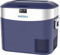 Megiu Car Refrigerator Portable Car Fridge 12V Refrigerator 23 Quart (22 Liter) Freezer Compressor Cooler 12V/24V DC 110～240 V AC for Outdoor Camping Travel Home Use -18℃~+15℃ (Blue)