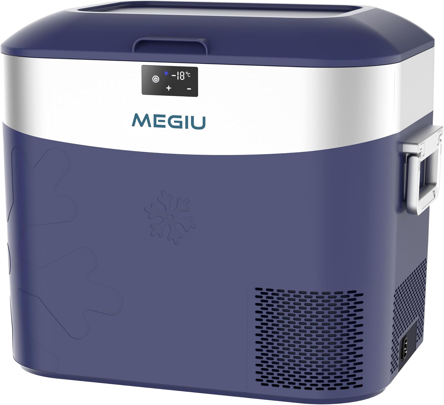 Megiu Car Refrigerator Portable Car Fridge 12V Refrigerator 23 Quart (22 Liter) Freezer Compressor Cooler 12V/24V DC 110～240 V AC for Outdoor Camping Travel Home Use -18℃~+15℃ (Blue)