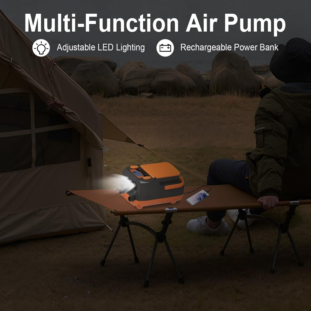 Rechargeable Paddle Board Pump - 16PSI Electric Portable SUP Pump with Battery, Portable Air Pump for Inflatable Tents, Paddle Boards, Kayaks with Inflate and Deflate Function