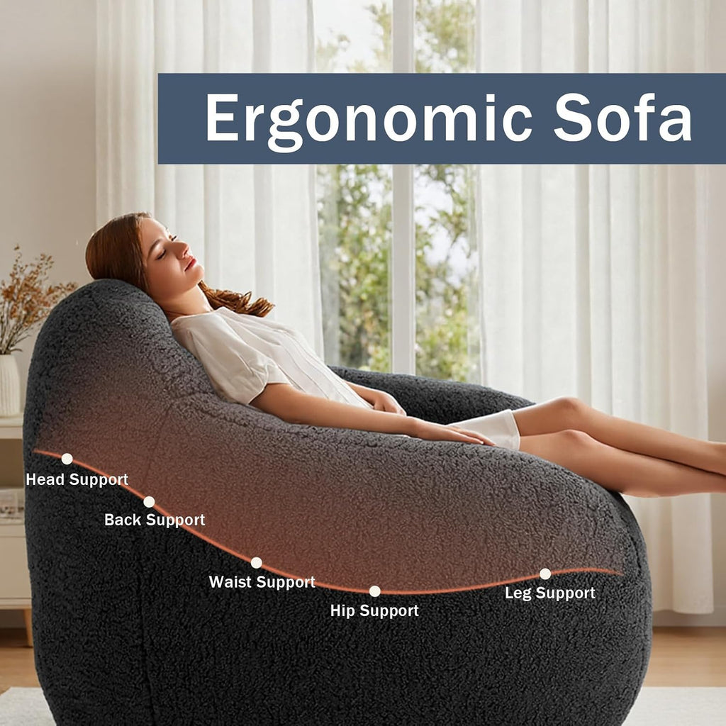 Large Bean Bag Chairs, Gaming Bean Bag Chairs for Adults and Kids, Giant Bean Bag Chair Oversized Beanbag Couch Big Lazy Sofa Lounge Chair with Armrest for Living Room/Bedroom (Dark Gray, Single)