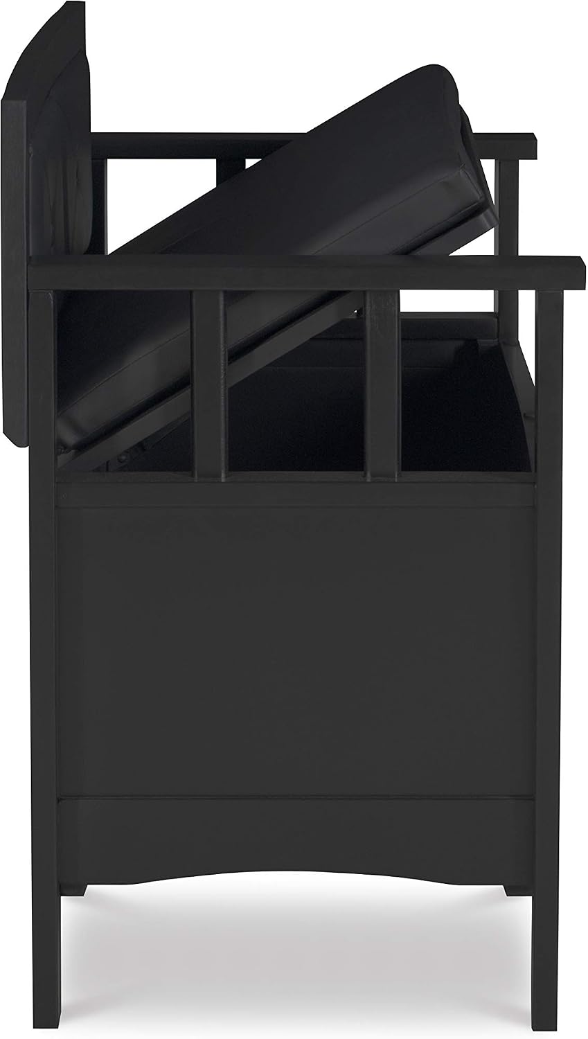Linon Carlton Padded Bench, 44.5'W x 17'D x 30'H, Black