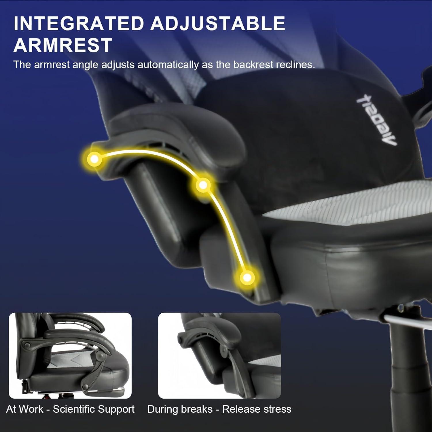 Vigosit Gaming Chair PRO, Ergonomic Gaming Chairs for Adults Heavy People, Massage Reclining Office Desk Computer Chair with Footrest and Lumbar Support, Big Tall Mesh Gamer Chair with Cushion (Grey)