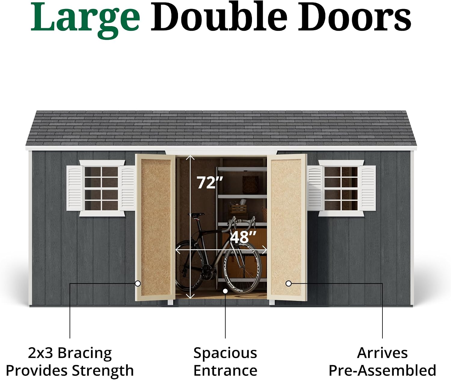 Little Cottage Co. 8x16 Value Workshop Shed with Operable Windows and Floor, Outdoor Wood Storage Do-It-Yourself Precut Kit