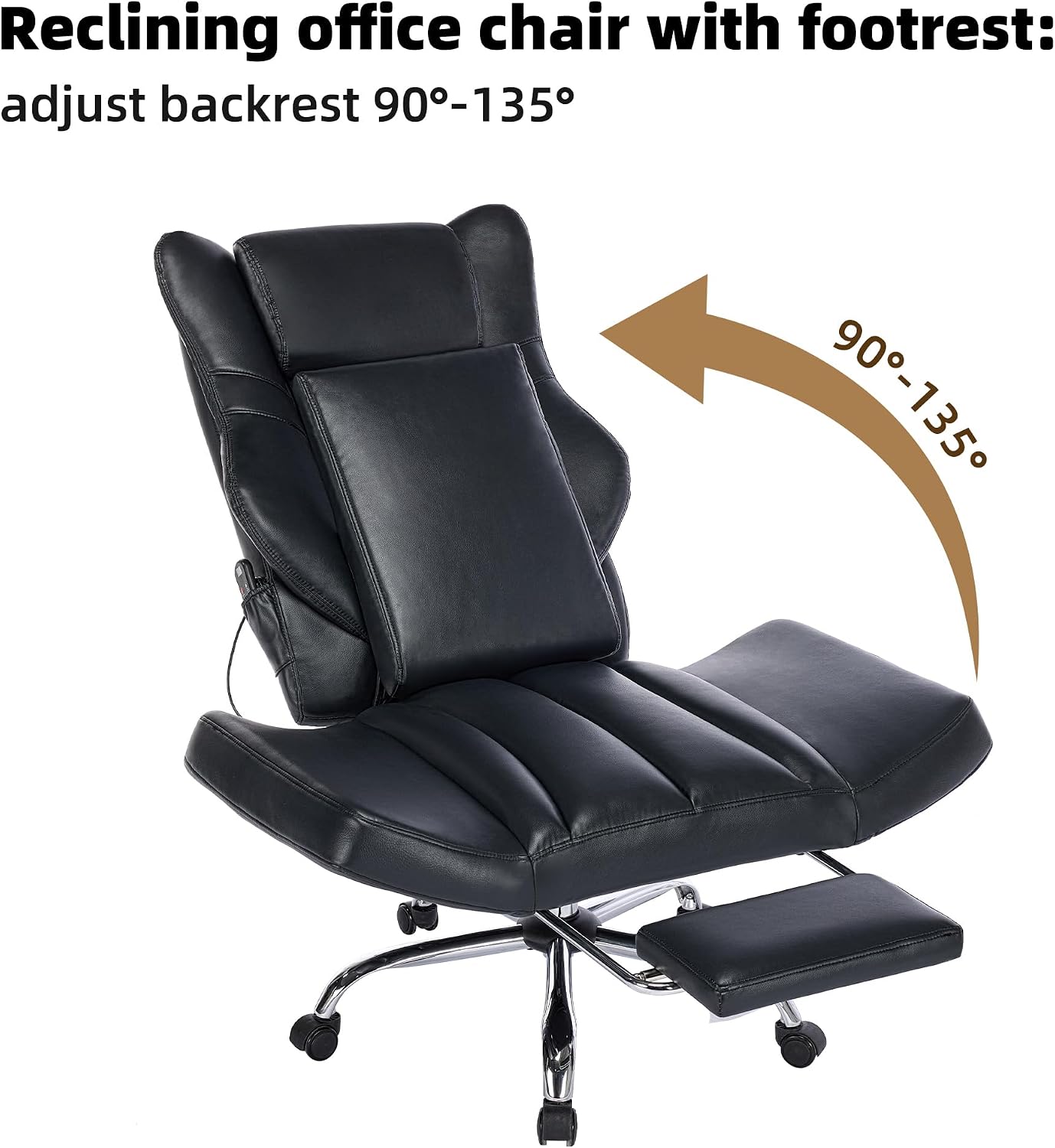 DYHOME Black Leather Office Chair,Criss Cross Office Chair with Massage and Footrest, Heavy Duty Desk Chair Swivel Ergonomic Computer Gaming Chairs with Lumbar Support, Wheels Flip-up Arms Adjustable