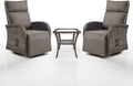Dual-Adjust Swivel Outdoor Recliner Chair Set of 3 - Reclining Patio Chair with Adjustable Backrest and Footrest, All-Weather Wicker Chaise Lounge Outdoor with Side Table for Pool Deck Brown Grey