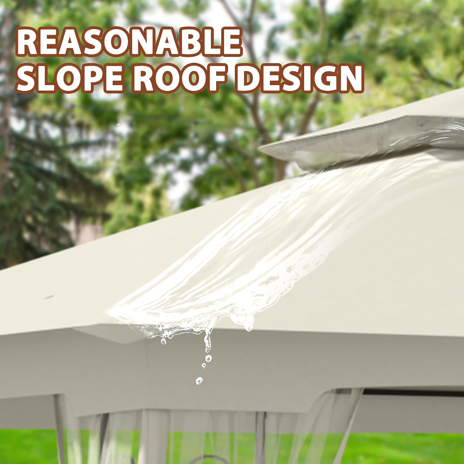 EAGLE PEAK Patio Gazebo with Mesh Netting 13x11 at Top 12x10 Footprint, Soft Top Outdoor Pavilion for Backyard, Deck, Lawn and Garden, Beige