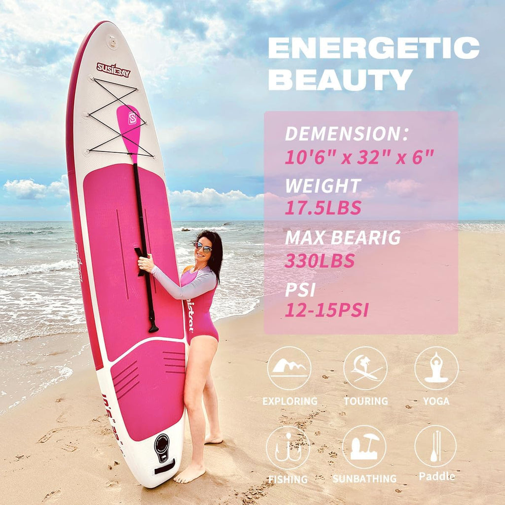 Inflatable Stand Up Paddle Board with SUP Accessories,Inflatable Paddle Boards for Adults & Youth, Anti-Slip EVA Deck,Wide Stance,Dual Action Pump,108L Backpack