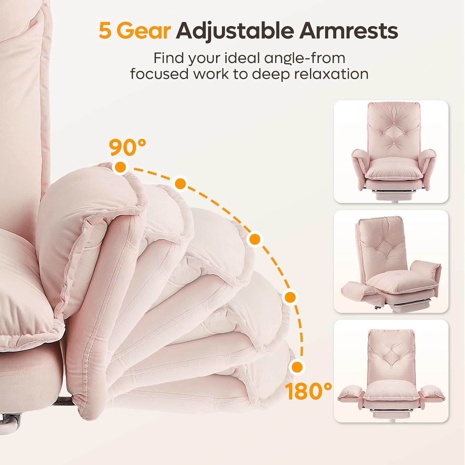 Bestier Criss Cross Office Chair with Flip-Up Armrests, High Back Executive Chair with Footrest & Wheels, Cross Legged Desk Chair for Home Office, Pink Velvet