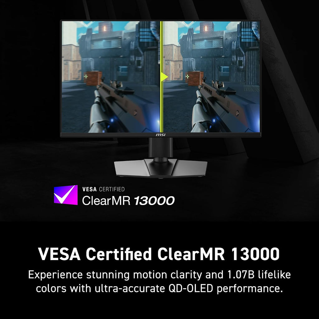 msi MAG 272QP QD-OLED X24 27-Inch WQHD Gaming Monitor, 2560 x 1440 Quantum Dot OLED Panel, 240Hz, 0.03ms, Adaptive-Sync, HDMI2.1, DP 1.4a, Tilt/Height Adjustable, Black