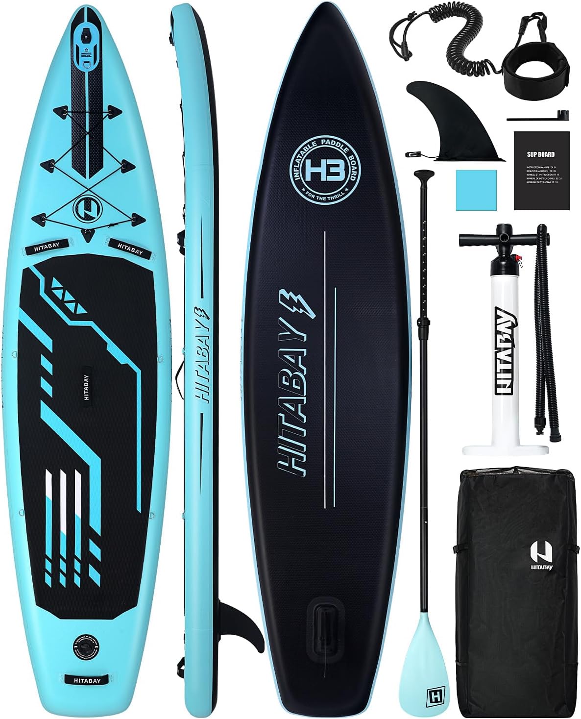Inflatable Stand Up Paddle Board with Premium SUP Accessories & Camera Mount, Inflatable Ultra-Light (17.3lbs) Paddle Board for Adults & Youth of All Skill Levels, 11' Inflatable SUP Board